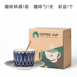 Mugs Ceramic Bone China European Small Luxury Coffee Cup And Saucer Set Retro Flower Tea Garland Delivery Gift Box Ins Wind