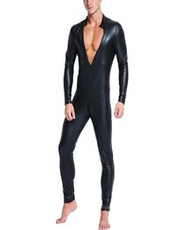 Exotic Apparel MenWomen Sexy Clothes Catsuit Lingerie Wetlook Shiny PU Leather Bodysuit Clubwear Jumpsuit Plus Size S6XL4907059