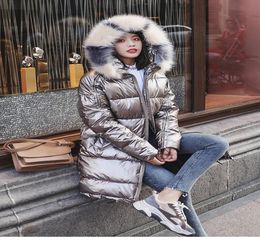 Women039s Down Parkas Fashion hooded design Winter Jackets Warm Big Fur Collar Windproof Ladies Medium Long Hooded Coats Wate3347484