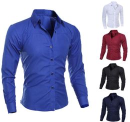 Luxury Mens Slim Fit Shirt Long Sleeve Dress Shirts Casual Formal Business Shirts Solid Brand Clothing camisa social masculina M43938684