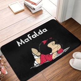 Carpets Funny Mafalda Welcome Mats Home Entrance Door Mat Indoor Cute Floormat Non Slip Carpet Flannel Rug For Bathroom Kitchen Bedroom