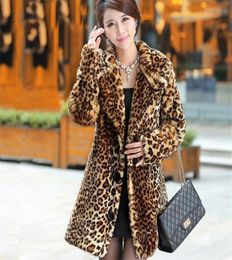 Nuove donne invernali in pelliccia di coniglio in finto coniglio densamente calda giacca di visone leopardo di legno trench sexy di soprabito femminile di lusso più taglia 2011114086587