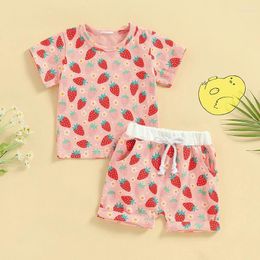 Clothing Sets Summer Little Boy Girl Outfit Cute Animal Print Round Short Sleeve Tops Elastic Waist Shorts Infant Baby Toddler Set