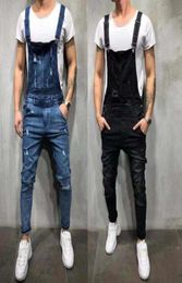 Fashion Mens Ripped Jeans Jumpsuits Hole Denim Bib Overalls For Man Designer Bike Jean 7869204