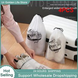 Storage Boxes 4PCS Travel Household Water Proof Drawstring Foldable Port Carry Shoe Bag Capacity Frosted Convenient Dust-proof Daily