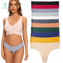 Women's Panties 3PCS One-piece Seamless Thong Thread Cotton Bottom Crotch Low Waist Exercise Yoga Underwear
