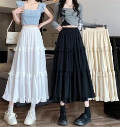 Skirts Women's Korean Edition Cake Skirt Sweet And Slimming Versatile Mid Length Solid Color Spring Summer 2024