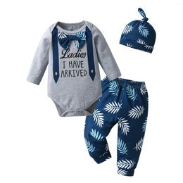 Clothing Sets Born Infant Baby Boy 3pcs Clothes Set Thin Cotton Long Sleeve Bowtie Romper Bodysuit Top And Pants Hat Outfit For Boys Babies