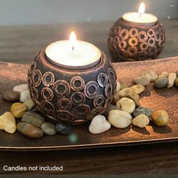 Candle Holders Holder Set Restaurant Romantic Natural Stones Wooden Tray Holiday Wedding Party Office Home Decor Dining Room Bar Spa