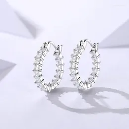 Stud Earrings Sterling Silver S925 Fashion Women's Light Luxury High Sense Diamond Zircon Ear Ring Buckle