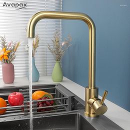 Kitchen Faucets Avapax Gold Faucet Stainless Steel Sink Cold Water Mixer Torneiras De Cozinha 360 Degrees