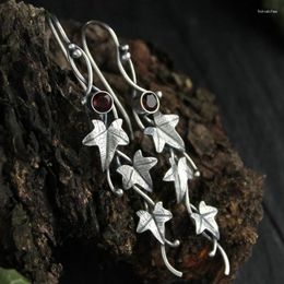 Stud Earrings Vintage Long Leaf Silver Colour Hook Dangle For Women Banquet Party Fashion Jewellery Gift