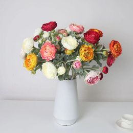 Decorative Flowers Simulated Flower Flocking Peony Wedding Decoration Holding Home Pography Props Fake
