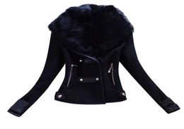 Women039s Jackets Winter Short Suede Leather Jacket Women Plus Size Female Motorcycle Biker Faux Fur Lined Coat Woman Windbreak2250855