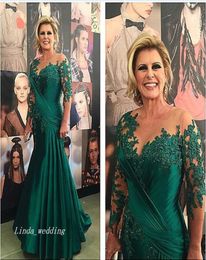 High Quality Green Lace Long Evening Dress Custom Make Mermaid Formal Mother of the Bride Dress Party Gown Plus Size4271439