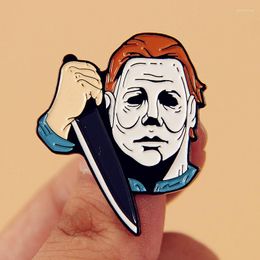 Brooches Halloween Michael Myers Enamel Brooch Pin Jeans Jacket Lapel Hard Metal Pins Badges Exquisite Jewellery Accessories Gifts