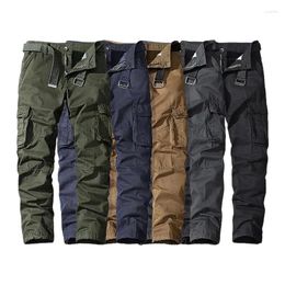 Men's Pants Cotton Casual With Small Feet And Multiple Pockets Slim Fitting Workwear Wear-resistant Long For Men