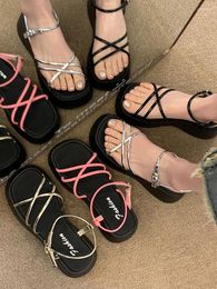 Casual Shoes Velvet Beige Heeled Sandals All-Match 2024 Summer Suede Black Clogs Low Clear Fashion Girls Outside Comfort Solid Back