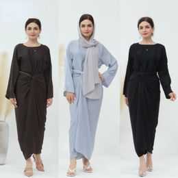 Work Dresses Fashion Muslim Kimono Cardigan Ramadan Dress Sets Dubai Turkey Eid Islamic Comfortable Abaya Womens Two Peice
