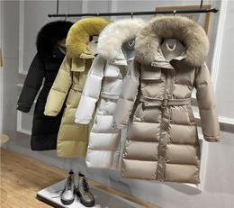 Warm Thick Cotton Liner Women Parka Coat Fashion Fox Fur Hooded Winter Jackets Caot Female Belted Solid Parkas Windbreaker 2011307890145