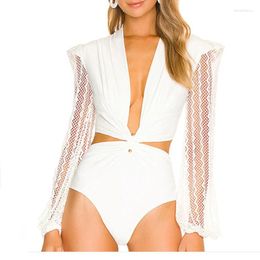 Women's Swimwear One Piece Korea Women Swimsuit With Long Sleeve Big Size Beach Clothes Summer Tankini Sexy High Waist Bikini Girls For The