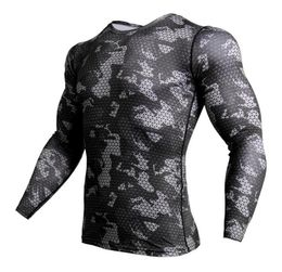 Men039s TShirts Compression Shirt Men Camouflage Long Sleeve Tight Tee Fitness 3D Quick Dry Clothes MMA Rashguard Gyms Camo T5596047