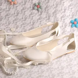 Casual Shoes Lure Customized Ivory Satin Ballet Flats With Ribbons Closed Toe For Wedding Guests