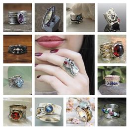 Cluster Rings Vintage Exaggerated Metal African Elephant Ring Women Creative Animal Design Red Stone Personalised Jewellery Accessories