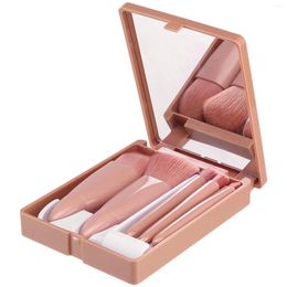 Makeup Brushes 5pcs Smooth Soft Professional Travel Eyeshadow Blending Foundation Synthetic Bristles Reliable Lid With Mirror Brush Set