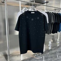 Mens T Shirts Trend T-shirt Pentagram Drill Tees Streetwear Cotton Tops Fashion Brand Summer Clothing Plus Size