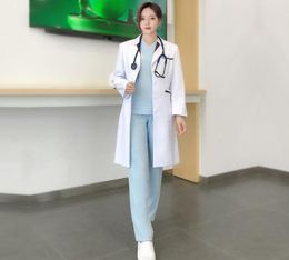 Women039s Trench Coats Scrubs For Women Lab Working Coat Female Work Clothing Long Sleeve Nursing Uniforms5349487