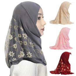 Ethnic Clothing 2-6 Years Old Ice Silk Hijab Cap Summer Breathable Flower Muslim Scarf Cute Beautiful Headwrap Girls