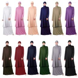 Ethnic Clothing 2 Piece Set Eid Ramadan Women Hooded Hijab Dress Muslim Prayer Garment Islamic Khimar Abayas Arab Robe Kaftan Abaya 2024 2Pc