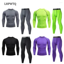 Men's Thermal Underwear Mens Winter Sport Sets Men Compression Long Johns Brand Quick Dry Sweat Thermo Sportswear Running Tights