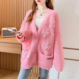 Women's Knits Large Size Sweater Crochet Mohair Loose Slouch Straight Style Knitted Cardigan Coat Commuter