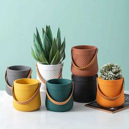 Planters Pots Creative Hanging Basket Flower Pot Ceramic Succulent Pot Planter Desktop Ornaments Plant Pot Home Decor Garden Decoration J240515