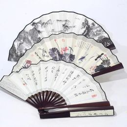 Decorative Figurines Chinese Style Silk Folding Fan 10 Inch Double-sided Classical Dance Home Decoration Art Craft Gift Ink Painting