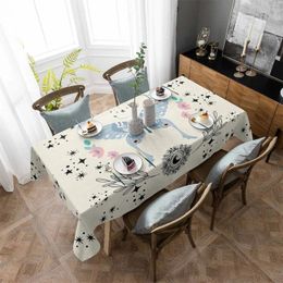 Table Cloth Bohemian Moon Butterfly Abstract Anti-scalding Thickened Waterproof Tablecloth Rectangular Round Cover Kitchen Furnishings