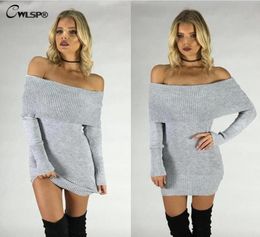 Whole2016 Autunno popolare abbigliamento per maglioni Donne Solido Pullover Slash Neck Off Show Sexy Fashion Women Kinting Pull Femme QL518669803759