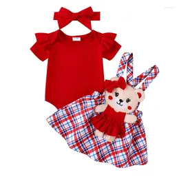 Clothing Sets Baby Girl 4th Of July Outfit Ruffle Sleeve Romper Star Stripe Suspender Skirt Fourth Overalls Dress