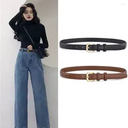 Belts Faux Leather Women Belt Cute Metal Pin Buckle Western Design Ladies Waist Thin Skinny For Jeans Pants Dresses