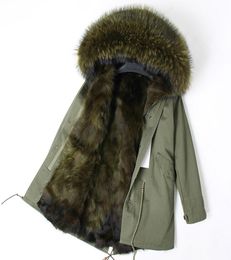 OFTBUY 2020 news Winter Jacket Women Real Fur Coat Parka raccoon Fur collar fox fur liner loose army green long coat Streetwear2932909