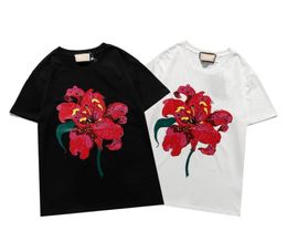 2021ss tops 100cotton 2 color womens mens tshirt precision printed rose bouquet shirt Tshirts size SXXL9832716