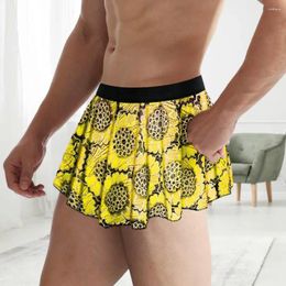 Men's Sleepwear Men Skirt Vintage Printed Pleated Mini For Elastic Waist Clubwear Underpants With Soft Breathable Fabric Unisex Male