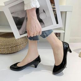 Dress Shoes Women On Heels Elegant Medium High Heeled Ladies Pointed Toe Fashion Pumps For Woman Office Black White Beige