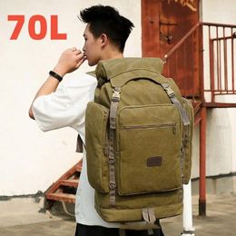 Backpack 70L Tactical Waterproof Outdoor Sports Hiking Camping Nylon Canvas Large Bags Travel Rucksack Hunting High Capacity Bag