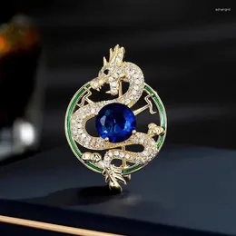 Brooches Animal Luxury High-end Vintage Court Elegant Zodiac Auspicious Dragon Crystal Pearl Brooch Lapel Pin Accessories Suit Corsage