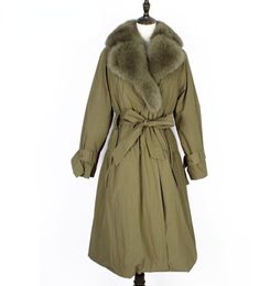 OftBuy 2021 Nuove donne invernali inverno a vento Natural Fox Furt Furr Collar Rex Rabbit Liner Streetwear046645