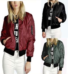 Fashion Lady Casual Classic Padded Bomber Jacket Womens Retro Vintage Zip Up Biker Coat 201Y6510850