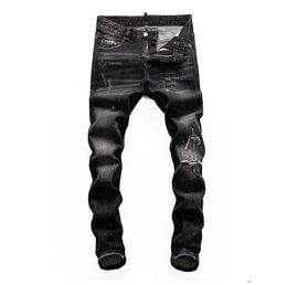 mens designer jeans black luxury ripped skinny biker moto pants pour hommes men s hip hop denim rock revival QZBV64953587